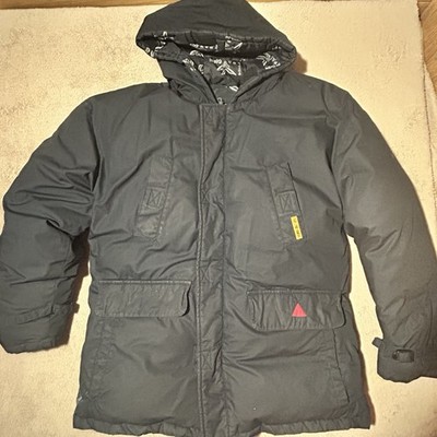 Vtg Triple FAT Goose Black Down Parka Winter Jacket Mens Small